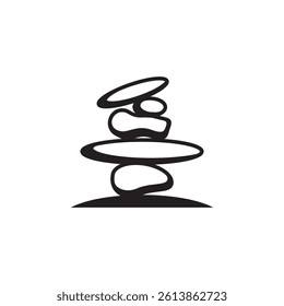 Stone balance logo line art vector illustration design