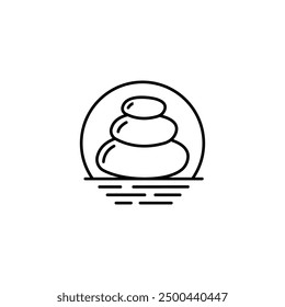 Icono de yoga de equilibrio de piedra. Diseño de Ilustración vectorial.