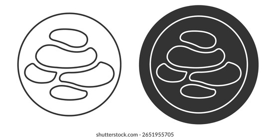Balanço de Pedra Yoga Silhueta e Linha Ícone. Bem-estar Meditação Calmo Pebble Rock Pictograma. Ícone do Zen Wellbeing. Beleza Spa Estilo de Vida Saudável Curso Editável. Ilustração de vetor isolada.
