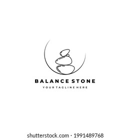 stone balancing illustration logo minimalist design creative vector icon line art