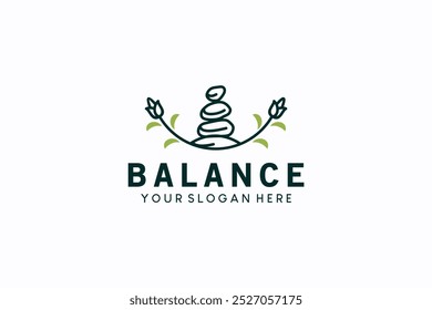 Stone balancing logo design, minimalist logo illustration of stone sign for wellness and spa