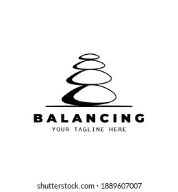 Stone Balancing Logo Vector Design Vintage Illustration