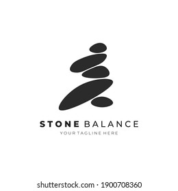 stone balancing logo vector design vintage illustration