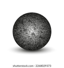 Balón de piedra con textura de granito aislada en un objeto vectorial 3d realista de fondo blanco.