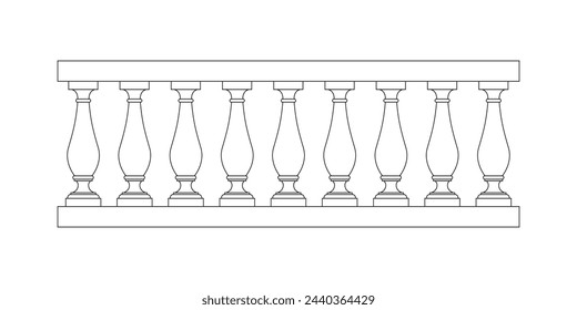 Balaustrada de piedra con balaustres para esgrima. Vallas de mármol para diseño arquitectónico