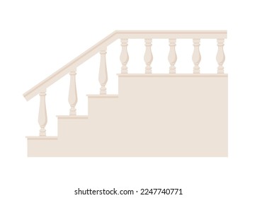 Stone balustrade with balusters for fencing. Palace fence. Balcony handrail with pillars. Decorative railing. Castle architecture element. Flat vector illustration isolated on white background EPS 10