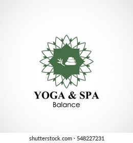 stone and bamboo vector illustration. yoga and spa business logo concept