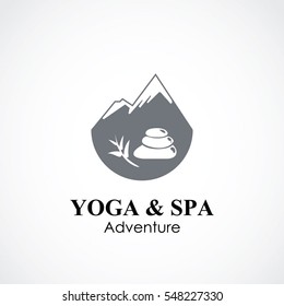 stone and bamboo vector illustration. yoga and spa business logo concept