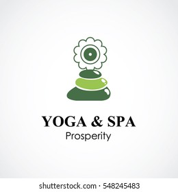 stone and bamboo vector illustration. yoga and spa business logo concept