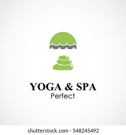 stone and bamboo vector illustration. yoga and spa business logo concept