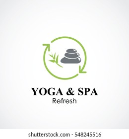 stone and bamboo vector illustration. yoga and spa business logo concept