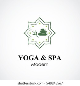stone and bamboo vector illustration. yoga and spa business logo concept