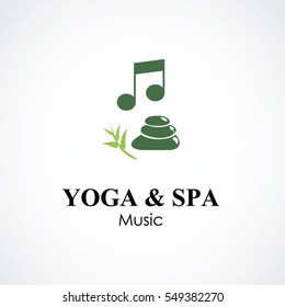 stone and bamboo vector illustration. yoga and spa business logo concept