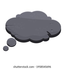 Banner de piedra, burbuja en la nube al estilo de caricatura con lugar para el diseño de juegos, desarrollo ui, banners, carteles aislados en fondo blanco. Elemento de diseño de historietas texturizado y detallado