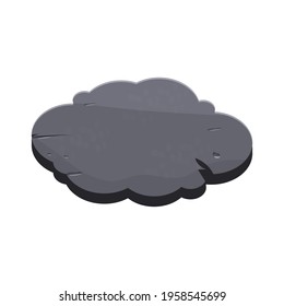 Banner de piedra, burbuja en la nube al estilo de caricatura con lugar para el diseño de juegos, desarrollo ui, banners, carteles aislados en fondo blanco. Elemento de diseño de historietas texturizado y detallado