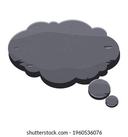Stone banner, cloud bubble in cartoon style with place for text for game design, ui development, banners, signboard isolated on white background. Textured and detailed comic design element