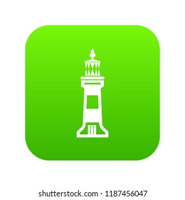 Stone beacon icon green vector isolated on white background