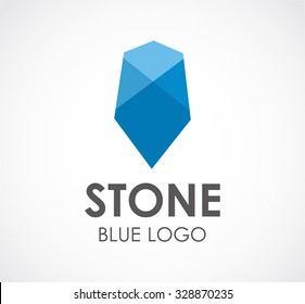 Stone blue glass of polygon abstract vector and logo design or template shiny business icon of company identity symbol concept