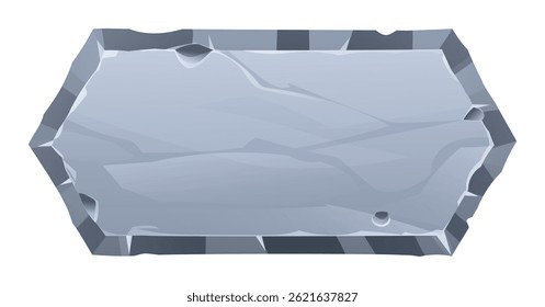 Stone board with rough surfaces and sharp jagged edges. Stone banner element for game and web. Ui or gui design element. Vector cartoon illustration