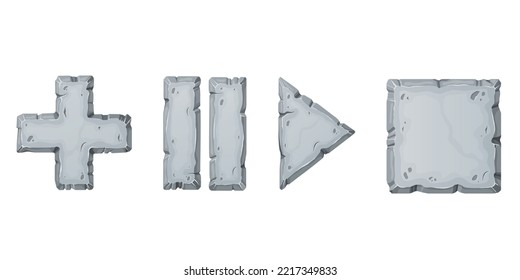 Stone Board set. Stone banner elements for game and web in cartoon style.