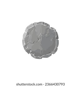 Stone board, vector illustration isolated on white background. Gray color design element of round shape, ancient historical art. A drawn flat sign plate