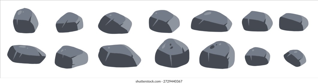 Escombros de granito de piedra y pila de adoquines grises