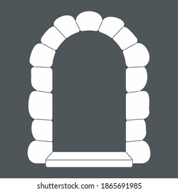 Stone brick arch window quality vector illustration cut