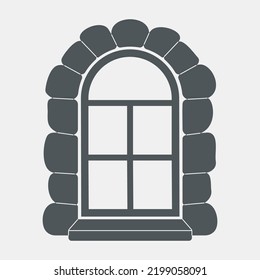 Stone brick arch window quality vector illustration cut