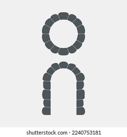 Stone brick arch window quality vector illustration cut