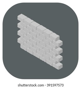 Stone brick barrier boundary construction concept.
Isometric vector illustration Icon of a protective stone wall. 