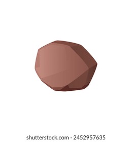 Stone brick, cobblestone icon. Brown rock stone of clay block vector cartoon illustration. One boulder road material, single element. Cobblestone for paving, sett piece