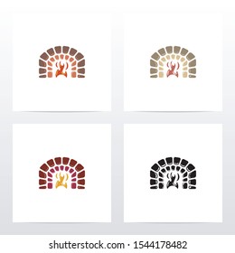 Stone Brick Fireplace Logo Design