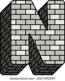 Stone Brick Letter Alphabet N