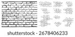 Stone brick wall parts set. Vector collection of interior or exterior of house brickwall. Architecture and urban block construction. Isolated masonry grunge elements of building cladding