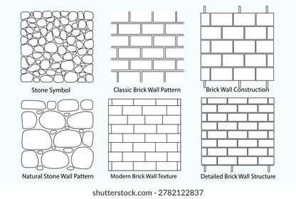 Stone  Brick Wall Pattern Vector Set  Seamless Masonry Texture Design for Stock Market 