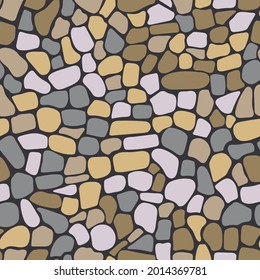 Stone brick wall texture baclground, seamless pattern, vector illustration