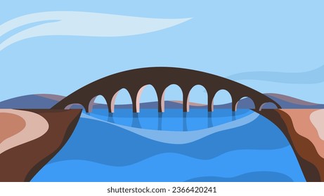 Ilustración plana del puente de piedra, vector de alta calidad