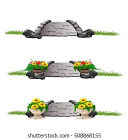 stone bridge with flowers set