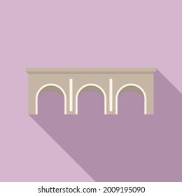 Stone Bridge Icon Flat Vector. River Arch. Water Stone Bridge