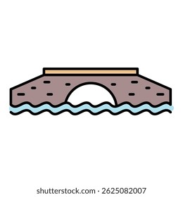 Stone bridge icon. Outline stone bridge vector icon color flat isolated