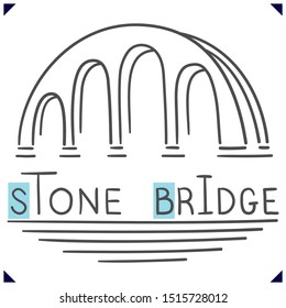 Stone Bridge. Logo template in sketch. Simple design for emblem. Vector