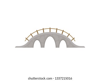 Stone bridge on white background. Vector illustration.