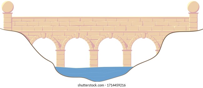 stone bridge stock vector illustration isolated on white background.