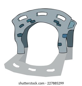 Stone Bridge Vector Isolated on White Background with a Shadow Reflection. 