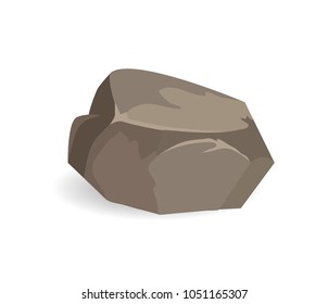 Stone of brown color, poster with object of round shape used in decoration of exterior and garden, vector illustration isolated on white background