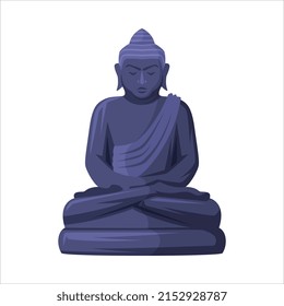 Stone Buddha Statue as Bali Traditional Cultural Attribute Vector Illustration