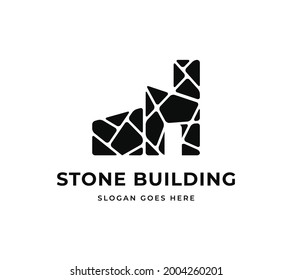 Stone Building Old Vintage Rustic House Icon Logo Design. Simple Home Stone Wall Logo Design