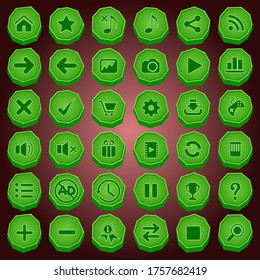 Stone button and icon set color green for games.
