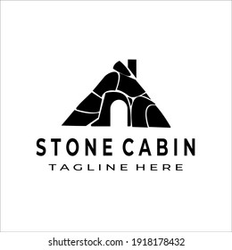stone cabin logo illustration simple design
