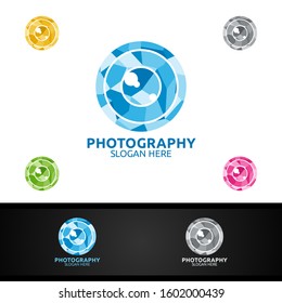 Stone Camera Photography Logo Icon Vector Design Template